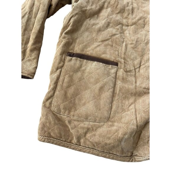 Denim & Co Reversible Corduroy Barn Coat Jacket Brown Button Closure Quilted - Picture 6 of 14